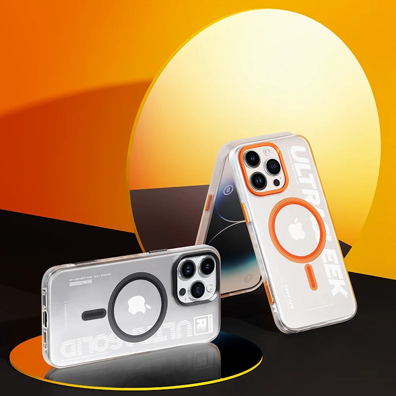 Luxury iPhone Transparent MagSafe Case — ROCK Shockproof Magnetic Cover, Wireless Charging Compatible, Clear Anti-Fingerprint Scratch-Resistant Design