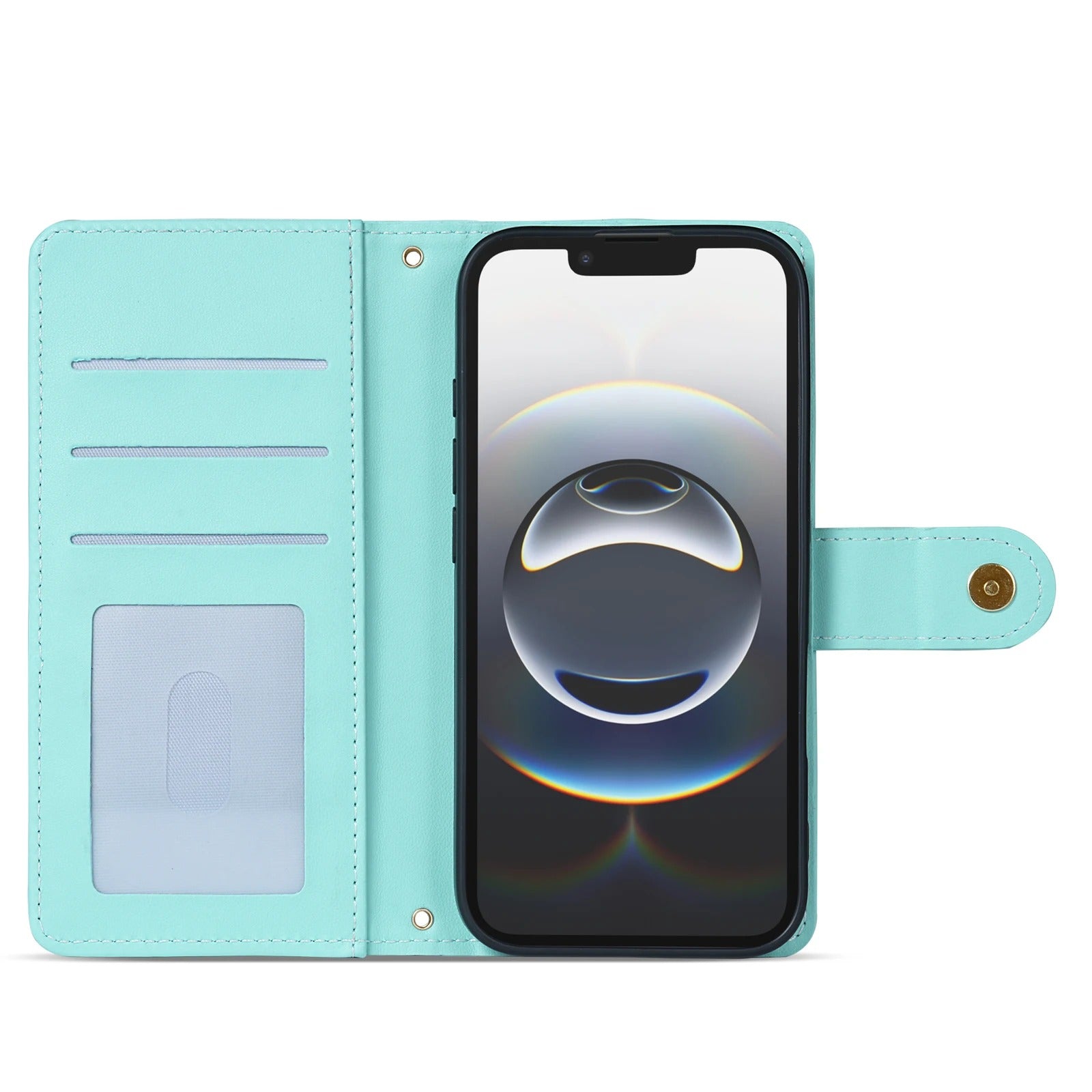 Luxury iPhone Wallet Case 3D Grid Leather Flip Cover — Card Holder Slots, Magnetic Closure, Wrist Strap, Kickstand Function, Shockproof Anti-Fingerprint Design