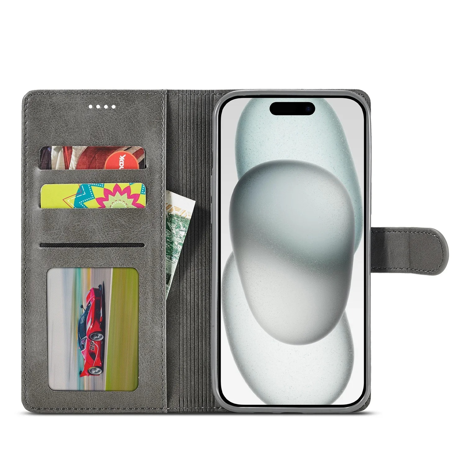 Luxury iPhone Case PU Leather Wallet Folding Cover — Card Holder Slot, Kickstand Function, Full Access to Ports, Shockproof Drop Protection