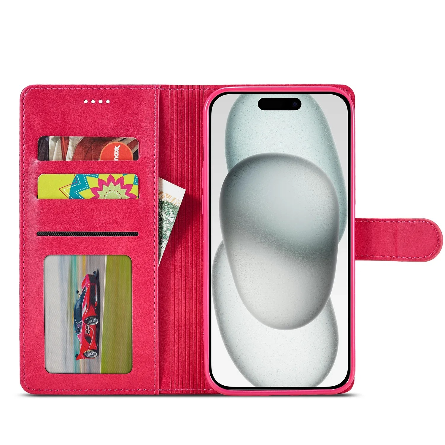 Luxury iPhone Case PU Leather Wallet Folding Cover — Card Holder Slot, Kickstand Function, Full Access to Ports, Shockproof Drop Protection