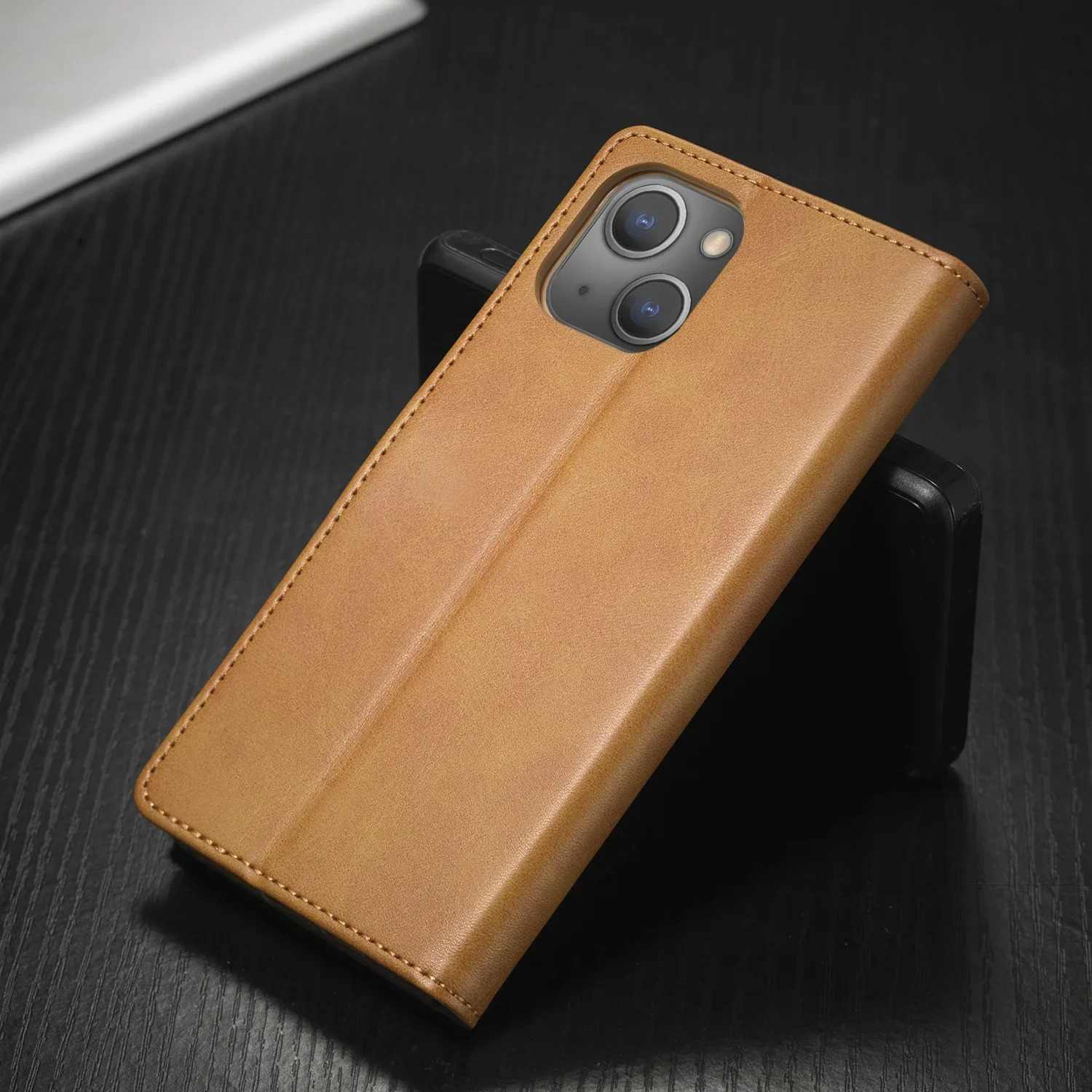 Luxury iPhone Case PU Leather Wallet Folding Cover — Card Holder Slot, Kickstand Function, Full Access to Ports, Shockproof Drop Protection