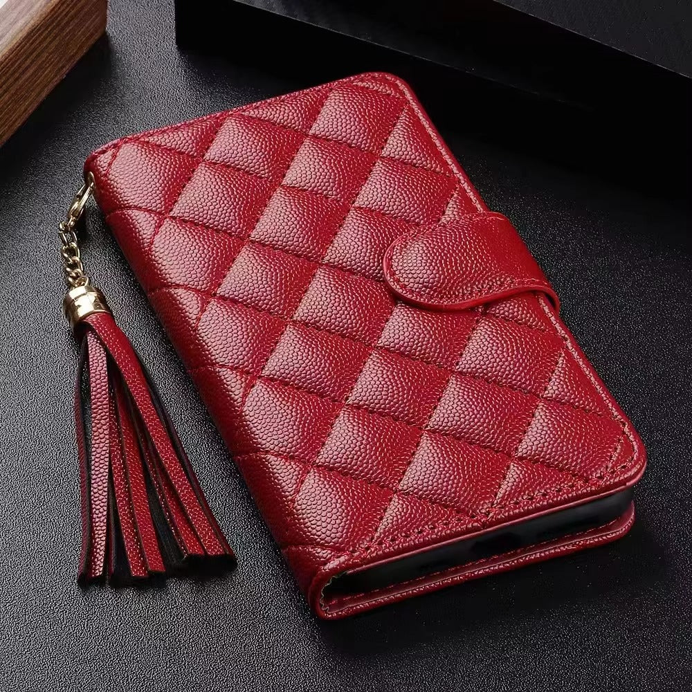 Luxury iPhone Wallet Flip Leather Case — Card Holder Slot, Cute Stylish Design, Stand Function, Full Body Protection, Lightweight Non-Slip Dustproof Cover