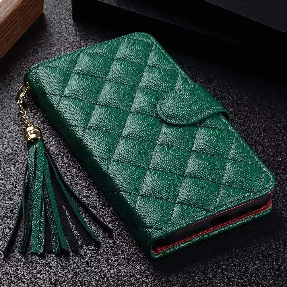 Luxury iPhone Wallet Flip Leather Case — Card Holder Slot, Cute Stylish Design, Stand Function, Full Body Protection, Lightweight Non-Slip Dustproof Cover