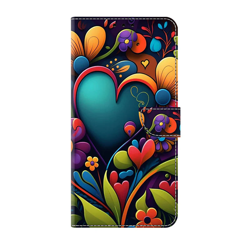 Premium 3D Leather Flip Wallet Case - PU Leather Flip Cover with Card Slots, Anti-Fingerprint & Scratch-Resistant Design