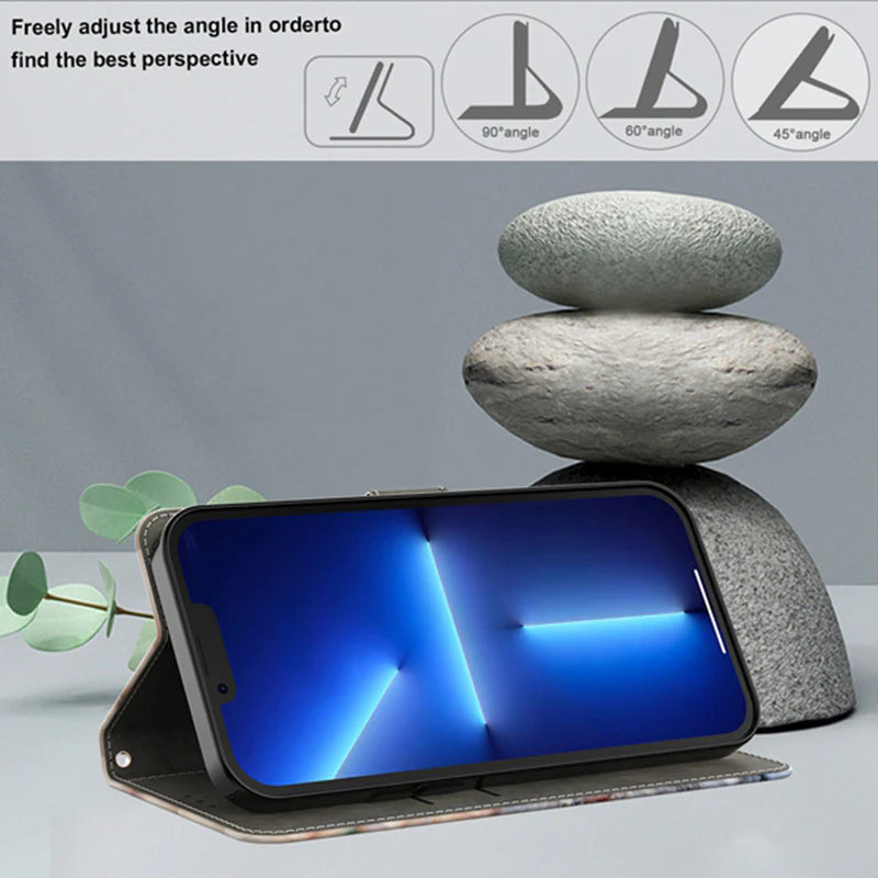 Premium 3D Leather Flip Wallet Case - PU Leather Flip Cover with Card Slots, Anti-Fingerprint & Scratch-Resistant Design