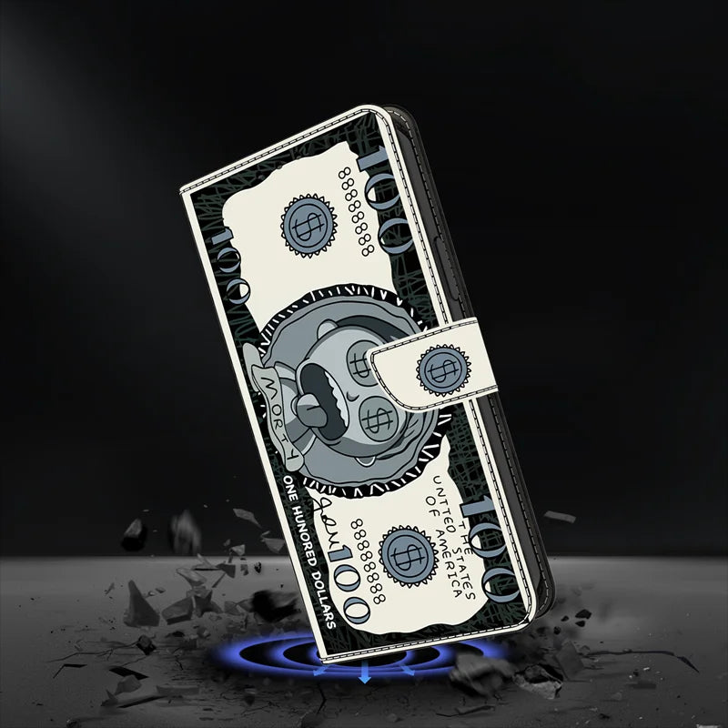 Premium 3D Leather Flip Wallet Case - PU Leather Flip Cover with Card Slots, Anti-Fingerprint & Scratch-Resistant Design