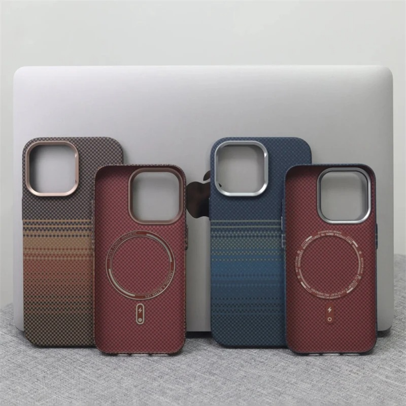 Premium Carbon Fiber Texture iPhone Case — Half-Wrapped MagSafe Compatible, Shockproof, Anti-Fingerprint, Anti-Scratch, Lightweight Wireless Charging Cover