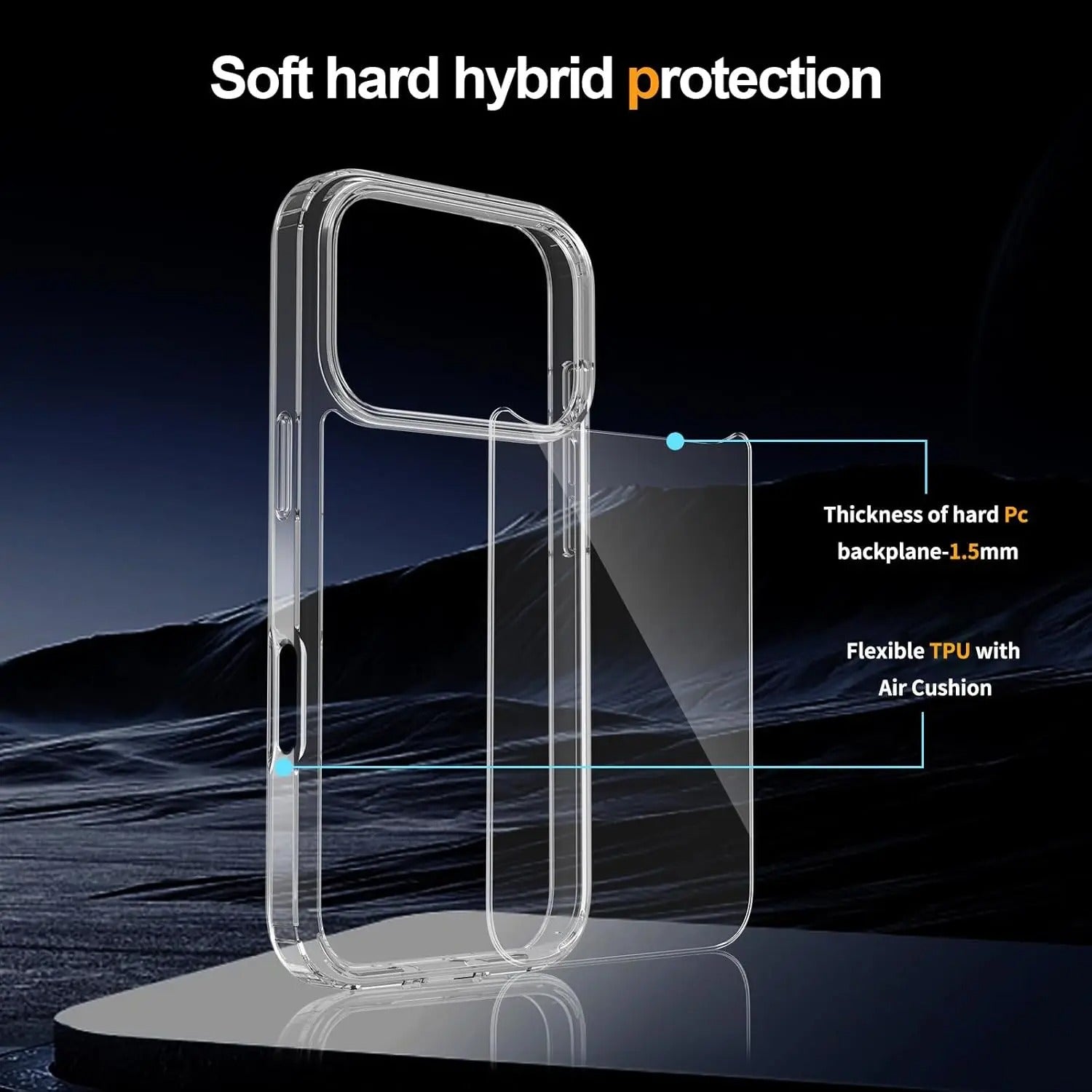 Premium Clear iPhone Case Ultra Thin Shockproof Protective Cover — Anti-Fingerprint TPU + PC Hybrid Design with Non-Slip Grip and Scratch Resistance