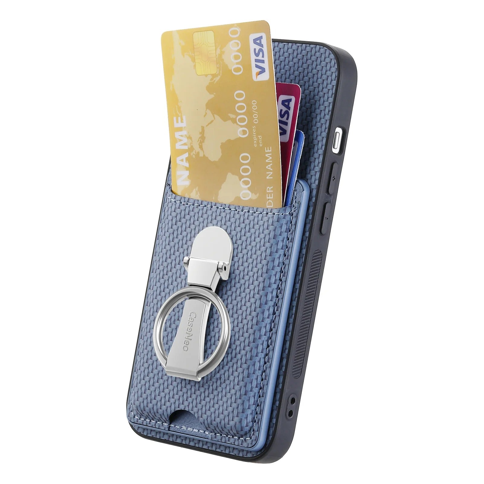 Premium iPhone Case — Leather Wallet Cover with Card Holder, Finger Ring Stand, Magnetic Grip and Lightweight Anti-Scratch Design