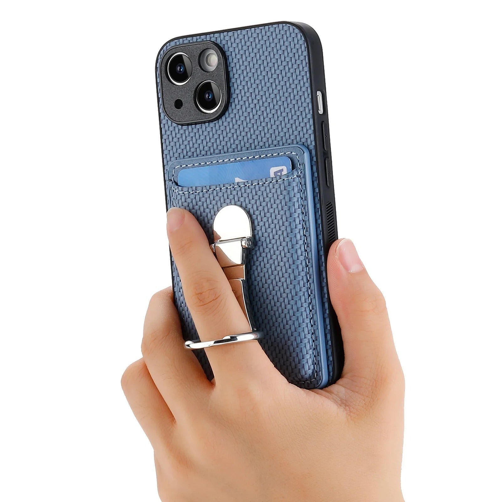 Premium iPhone Case — Leather Wallet Cover with Card Holder, Finger Ring Stand, Magnetic Grip and Lightweight Anti-Scratch Design