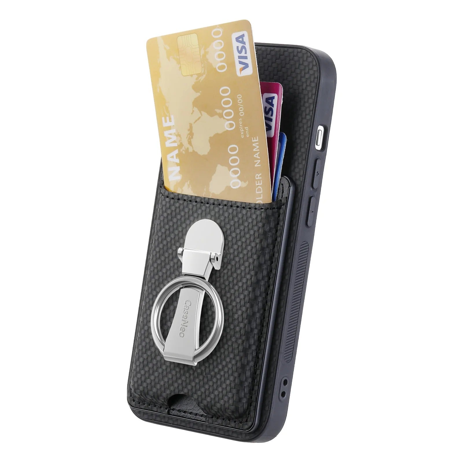 Premium iPhone Case — Leather Wallet Cover with Card Holder, Finger Ring Stand, Magnetic Grip and Lightweight Anti-Scratch Design