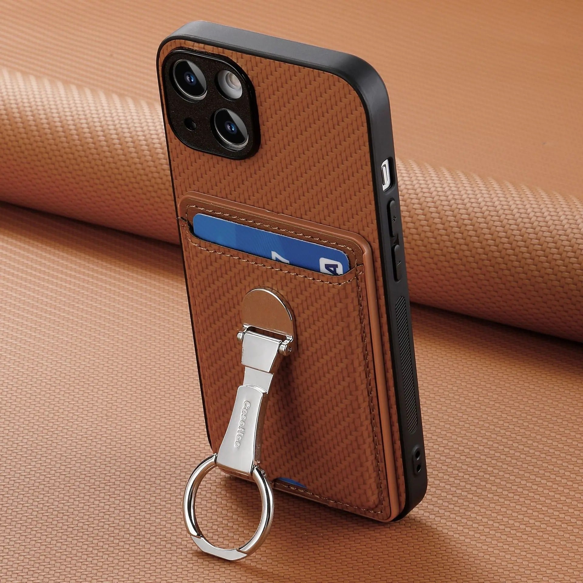 Premium iPhone Case — Leather Wallet Cover with Card Holder, Finger Ring Stand, Magnetic Grip and Lightweight Anti-Scratch Design