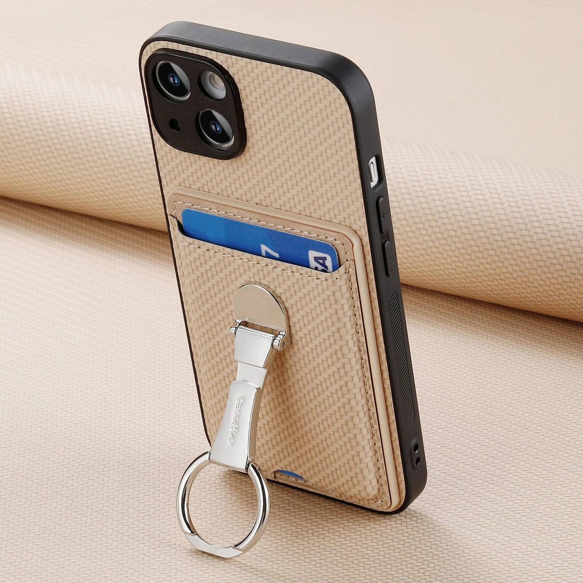 Premium iPhone Case — Leather Wallet Cover with Card Holder, Finger Ring Stand, Magnetic Grip and Lightweight Anti-Scratch Design