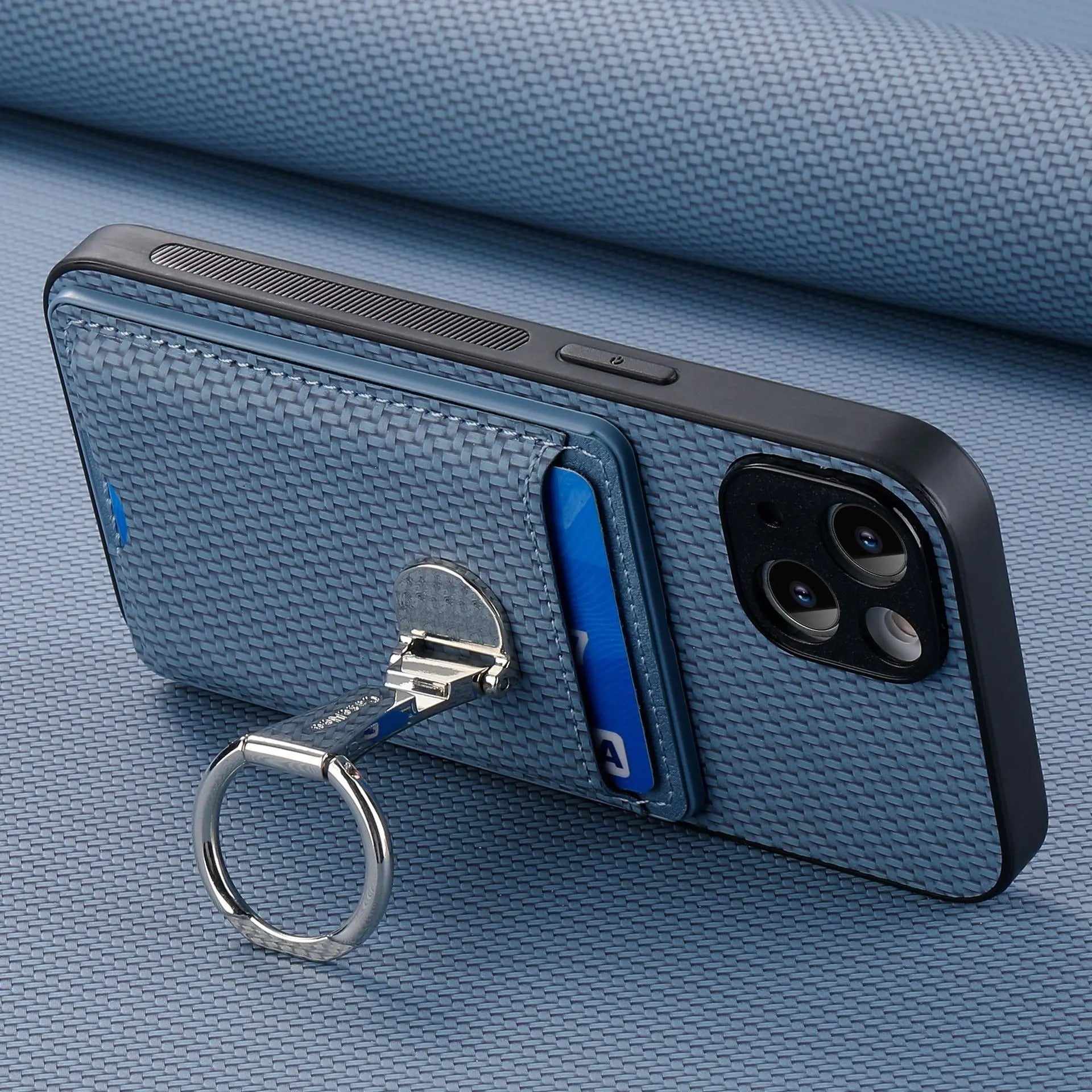 Premium iPhone Case — Leather Wallet Cover with Card Holder, Finger Ring Stand, Magnetic Grip and Lightweight Anti-Scratch Design