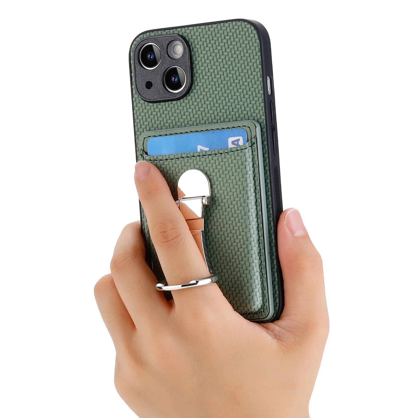 Premium iPhone Case — Leather Wallet Cover with Card Holder, Finger Ring Stand, Magnetic Grip and Lightweight Anti-Scratch Design