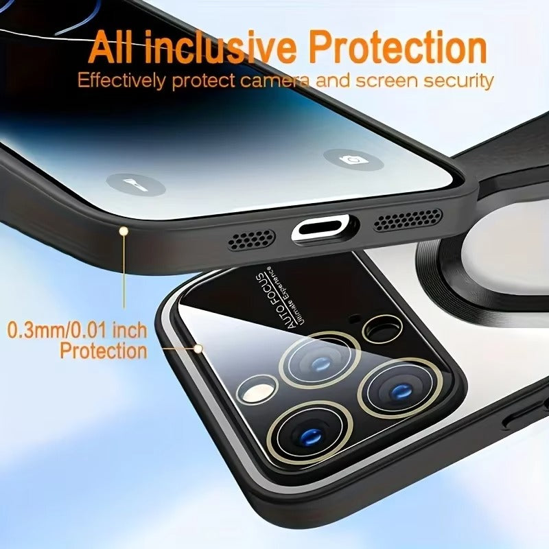 Premium MagSafe Compatible Shockproof iPhone Case with Glass Camera Lens Protection, Magnetic Wireless Charging, Slim Anti-Fingerprint Cover