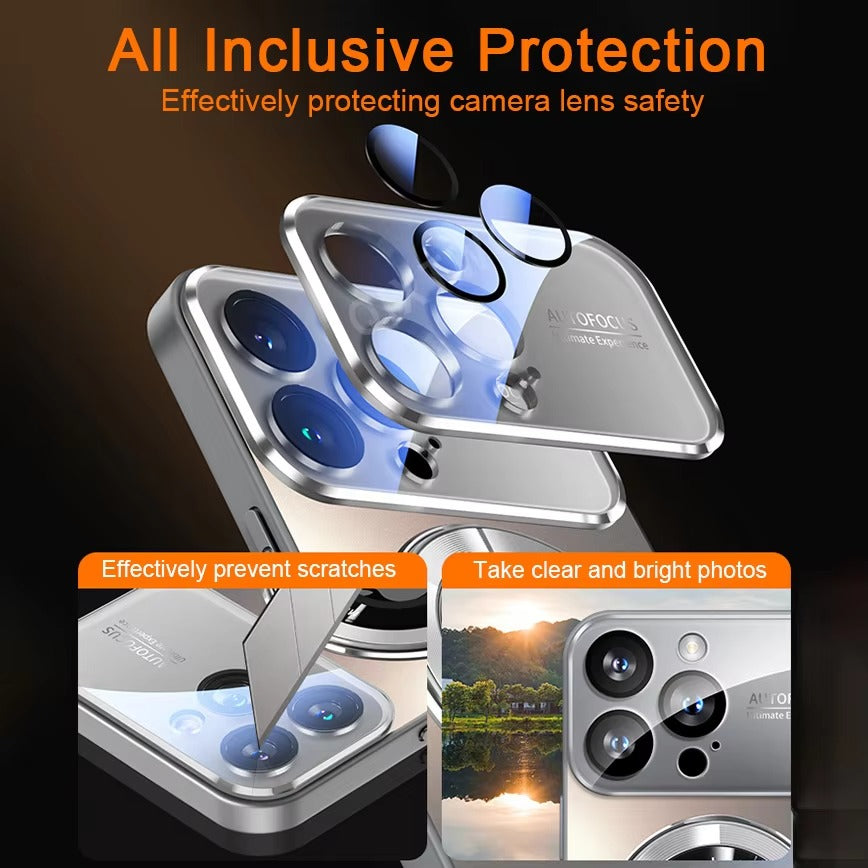 Premium MagSafe Compatible Shockproof iPhone Case with Glass Camera Lens Protection, Magnetic Wireless Charging, Slim Anti-Fingerprint Cover