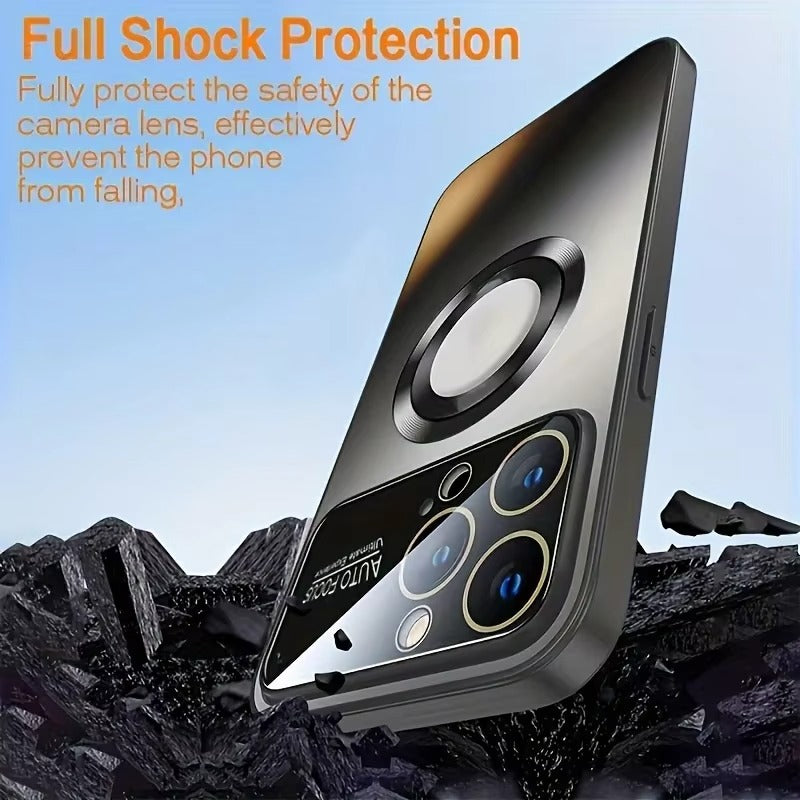 Premium MagSafe Compatible Shockproof iPhone Case with Glass Camera Lens Protection, Magnetic Wireless Charging, Slim Anti-Fingerprint Cover