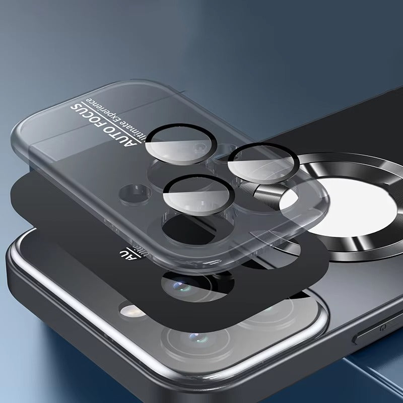 Premium MagSafe Compatible Shockproof iPhone Case with Glass Camera Lens Protection, Magnetic Wireless Charging, Slim Anti-Fingerprint Cover