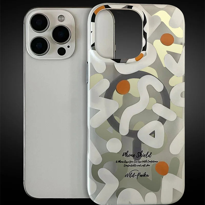 Premium MagSafe Magnetic iPhone Case — Matte Graffiti Pattern Shockproof Cover with Anti-Fingerprint Grip and Wireless Charging Compatibility