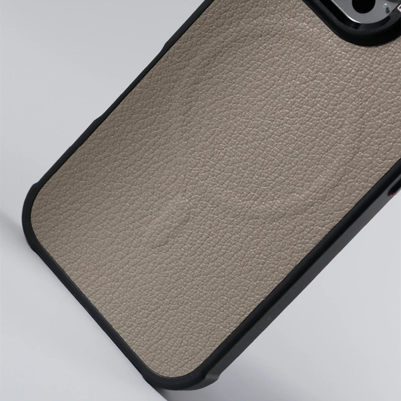 Premium MagSafe Magnetic iPhone Case — Metal Lens Kickstand, Leather Texture Grip, Shockproof Anti-Fingerprint Matte Protective Cover