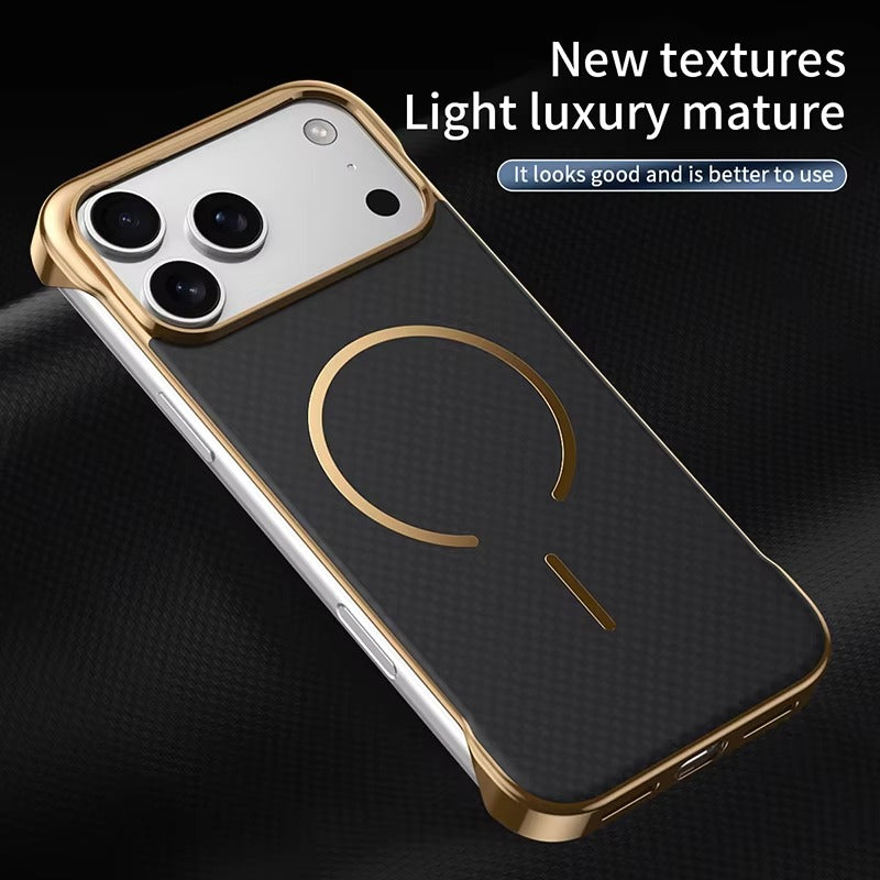 Premium iPhone Case — MagSafe Shockproof Frameless Carbon Fiber Textured Bumper Cover with Slim Durable Wireless-Charging Compatible Protection