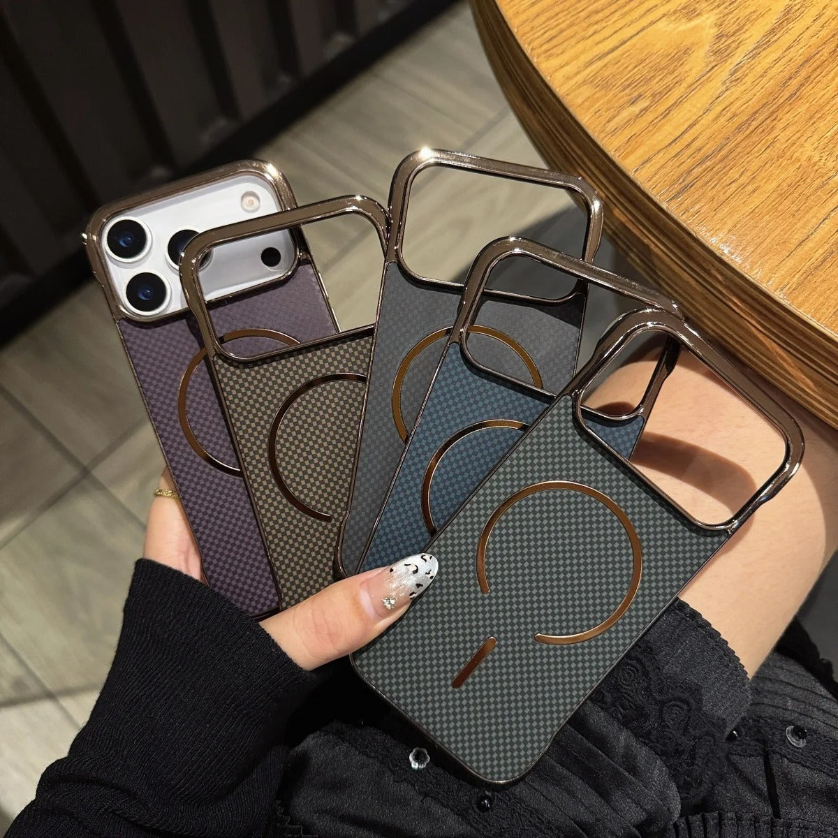 Premium iPhone Case — MagSafe Shockproof Frameless Carbon Fiber Textured Bumper Cover with Slim Durable Wireless-Charging Compatible Protection