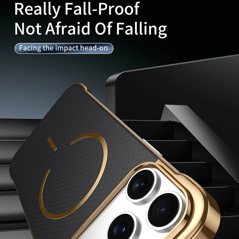 Premium iPhone Case — MagSafe Shockproof Frameless Carbon Fiber Textured Bumper Cover with Slim Durable Wireless-Charging Compatible Protection