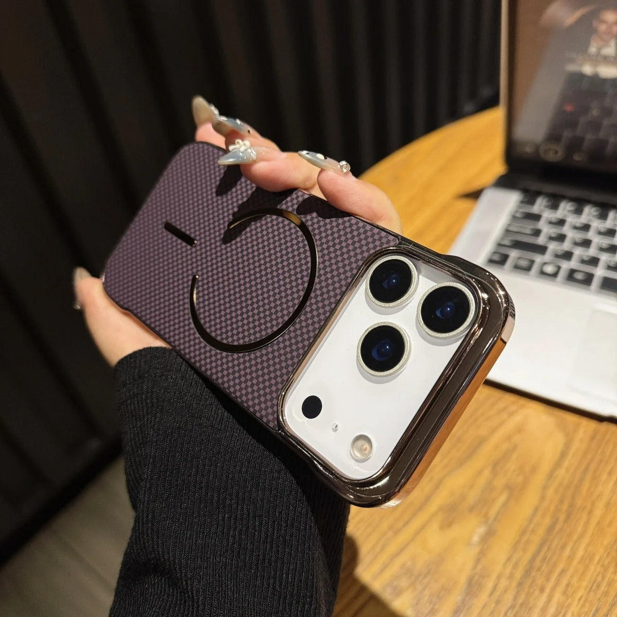 Premium iPhone Case — MagSafe Shockproof Frameless Carbon Fiber Textured Bumper Cover with Slim Durable Wireless-Charging Compatible Protection