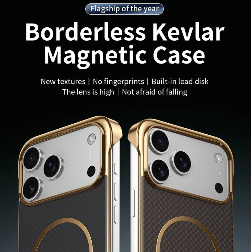 Premium iPhone Case — MagSafe Shockproof Frameless Carbon Fiber Textured Bumper Cover with Slim Durable Wireless-Charging Compatible Protection