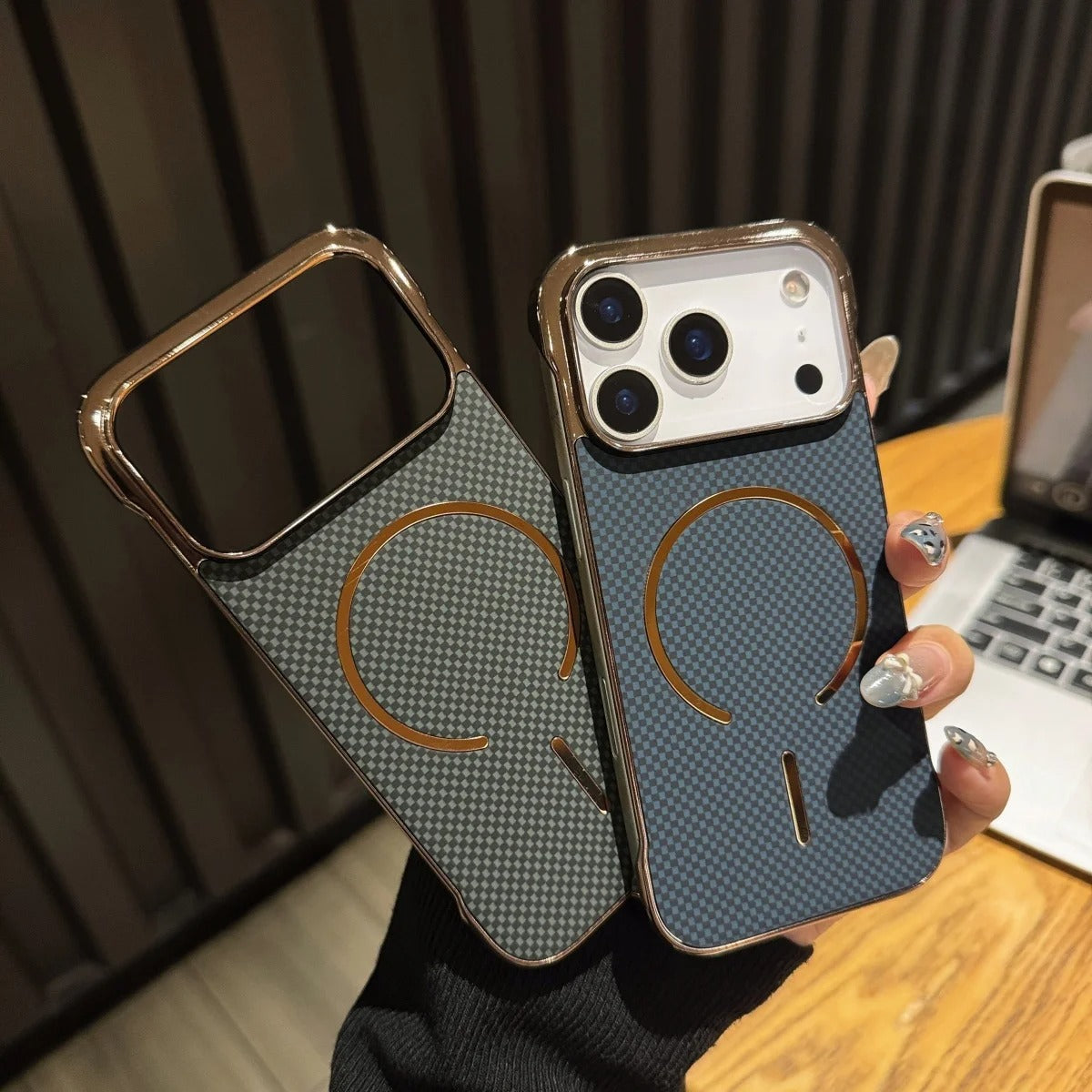 Premium iPhone Case — MagSafe Shockproof Frameless Carbon Fiber Textured Bumper Cover with Slim Durable Wireless-Charging Compatible Protection