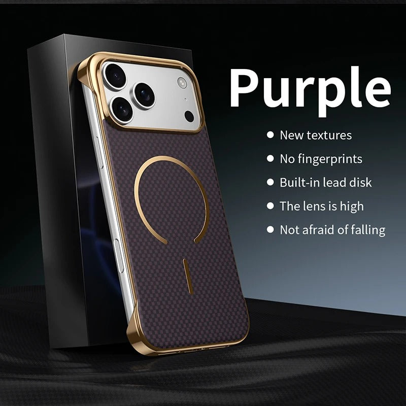 Premium iPhone Case — MagSafe Shockproof Frameless Carbon Fiber Textured Bumper Cover with Slim Durable Wireless-Charging Compatible Protection