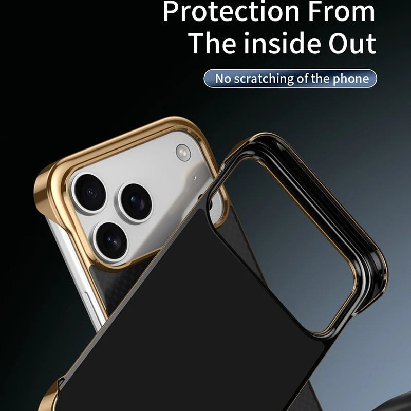 Premium iPhone Case — MagSafe Shockproof Frameless Carbon Fiber Textured Bumper Cover with Slim Durable Wireless-Charging Compatible Protection