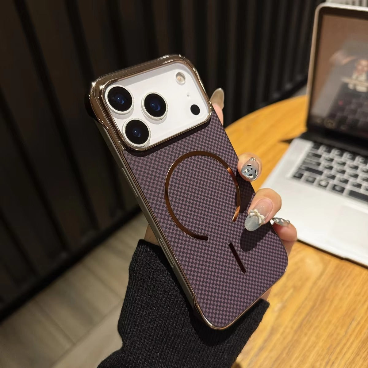 Premium iPhone Case — MagSafe Shockproof Frameless Carbon Fiber Textured Bumper Cover with Slim Durable Wireless-Charging Compatible Protection