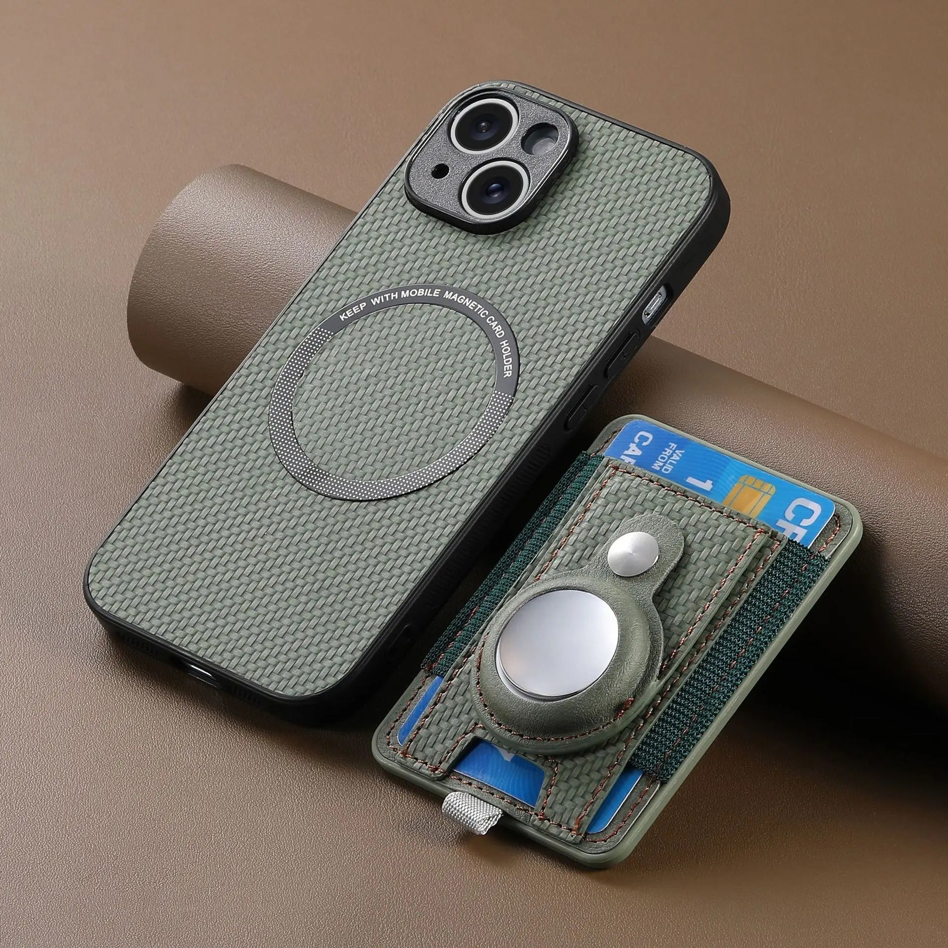 Premium iPhone Case — MagSafe Magnetic Wallet Cover with AirTag Card Holder, Shock-Resistant Anti-Scratch Non-Slip PC+TPU Design