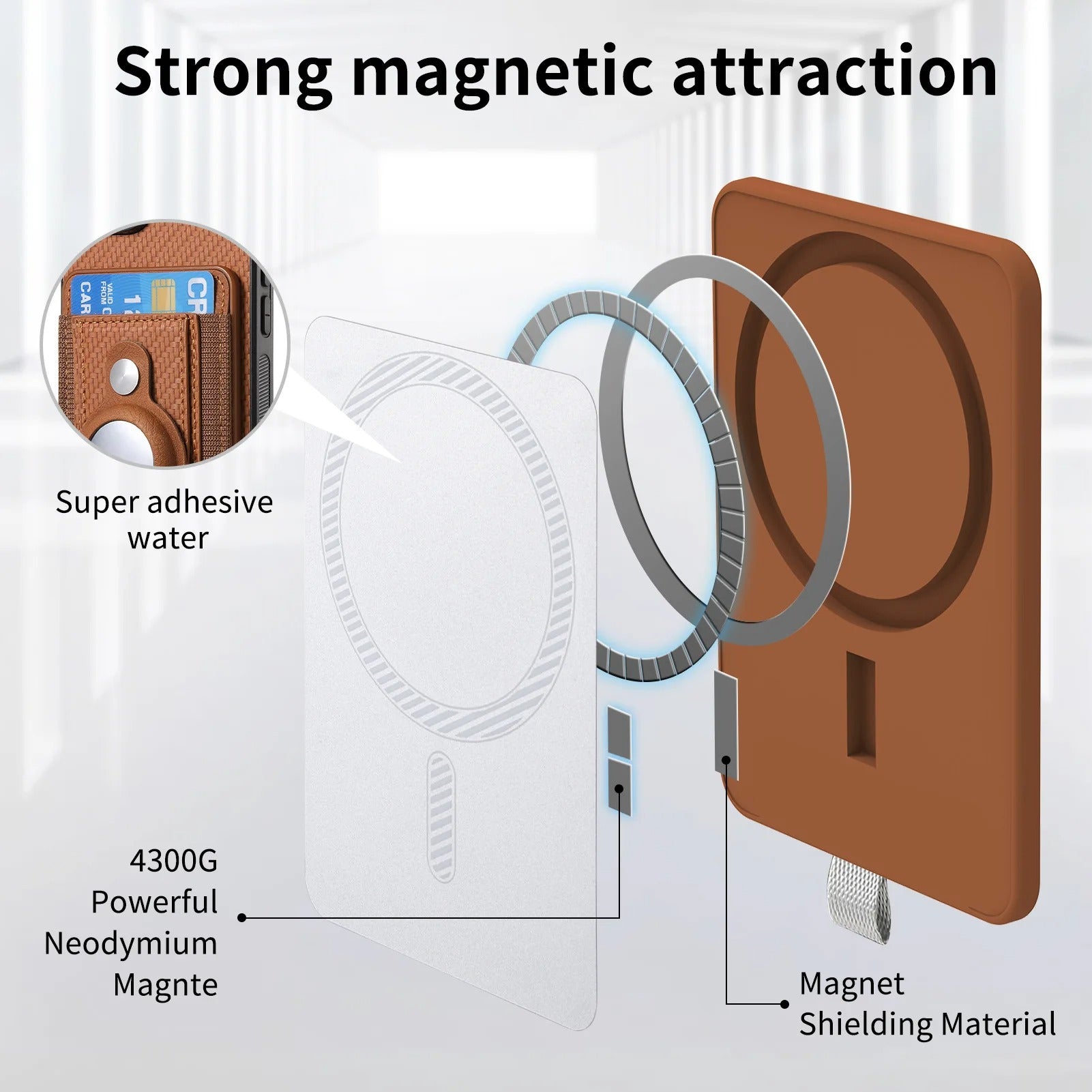 Premium iPhone Case — MagSafe Magnetic Wallet Cover with AirTag Card Holder, Shock-Resistant Anti-Scratch Non-Slip PC+TPU Design