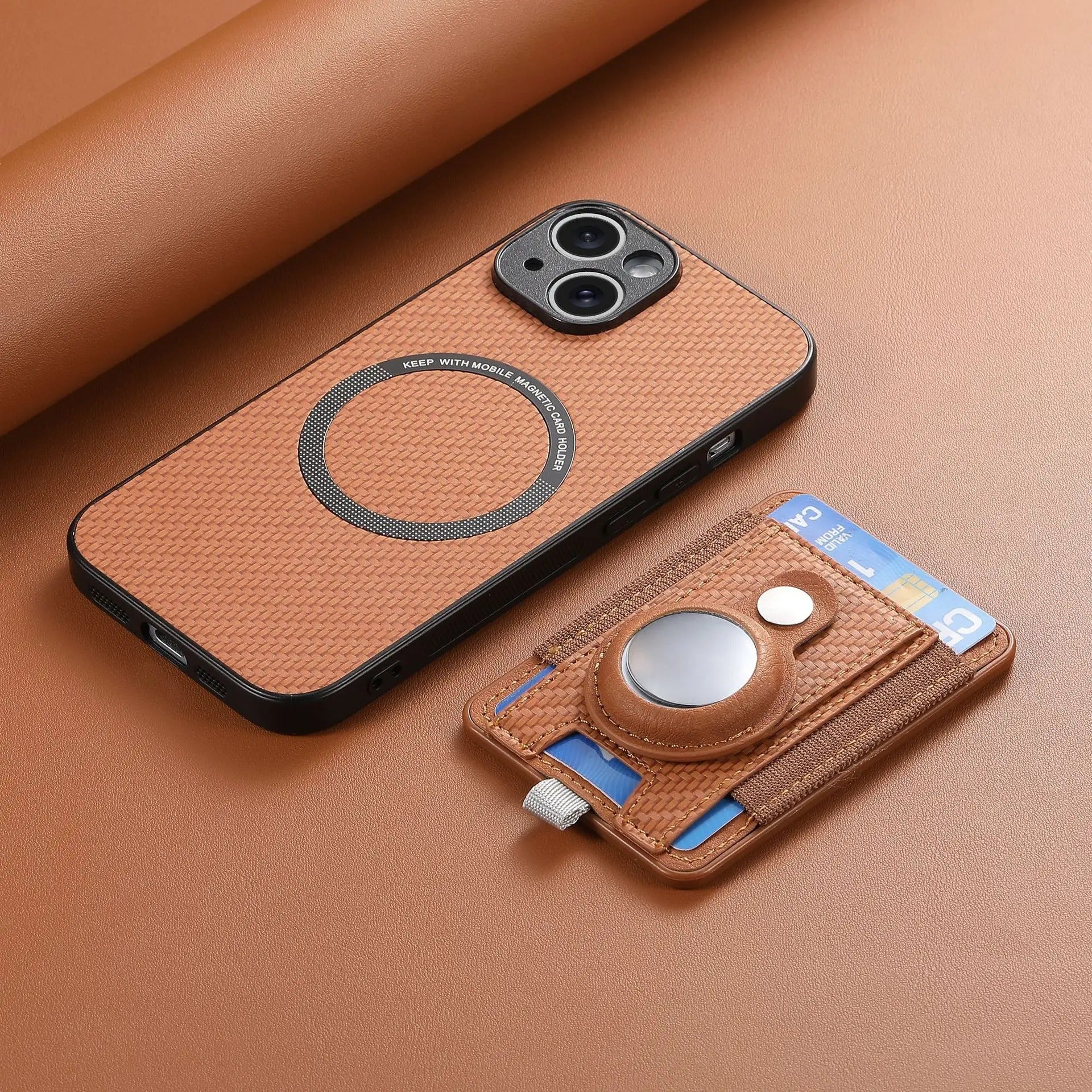 Premium iPhone Case — MagSafe Magnetic Wallet Cover with AirTag Card Holder, Shock-Resistant Anti-Scratch Non-Slip PC+TPU Design