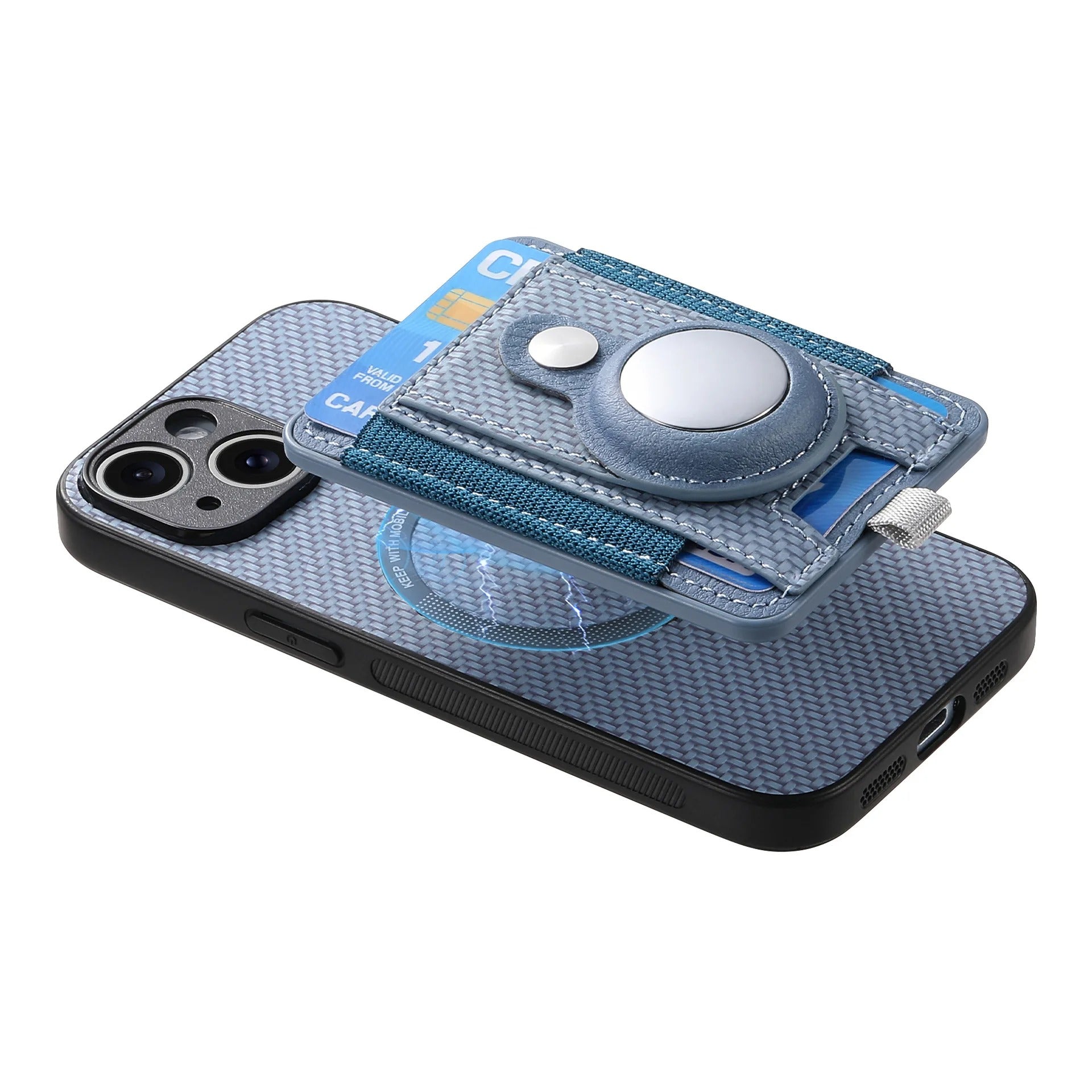 Premium iPhone Case — MagSafe Magnetic Wallet Cover with AirTag Card Holder, Shock-Resistant Anti-Scratch Non-Slip PC+TPU Design