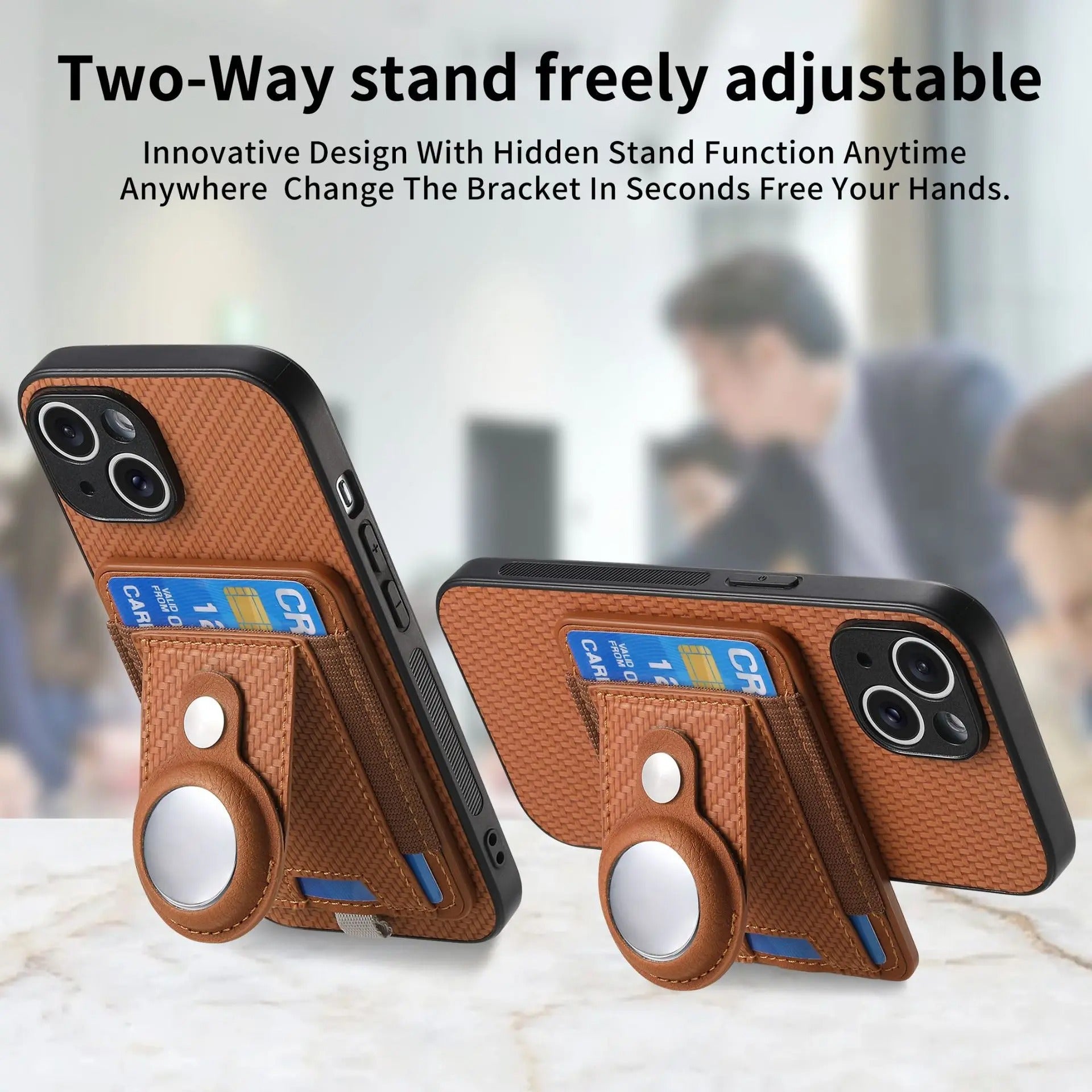 Premium iPhone Case — MagSafe Magnetic Wallet Cover with AirTag Card Holder, Shock-Resistant Anti-Scratch Non-Slip PC+TPU Design