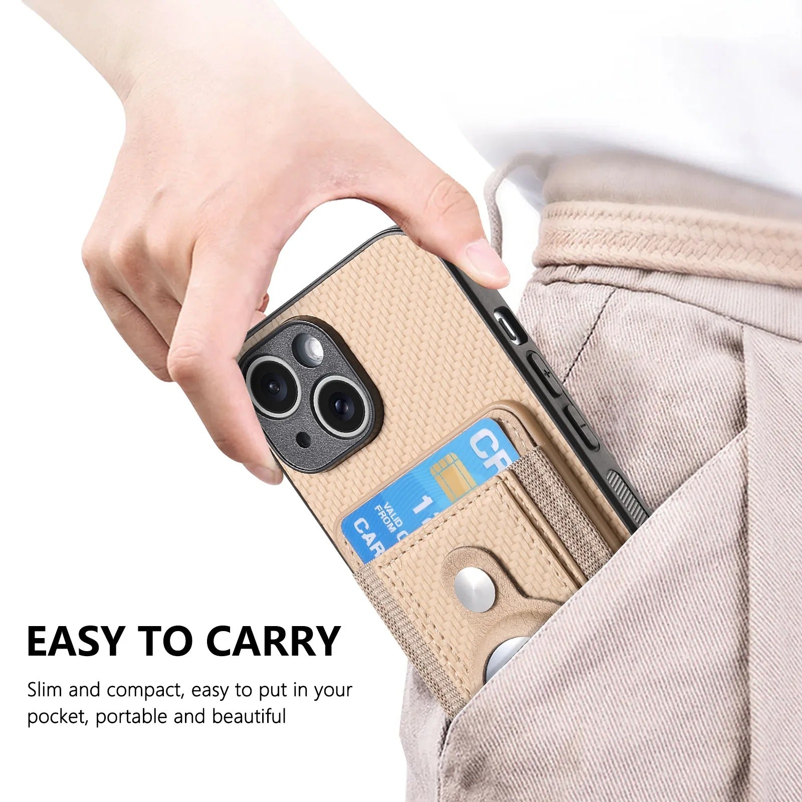 Premium iPhone Case — MagSafe Magnetic Wallet Cover with AirTag Card Holder, Shock-Resistant Anti-Scratch Non-Slip PC+TPU Design