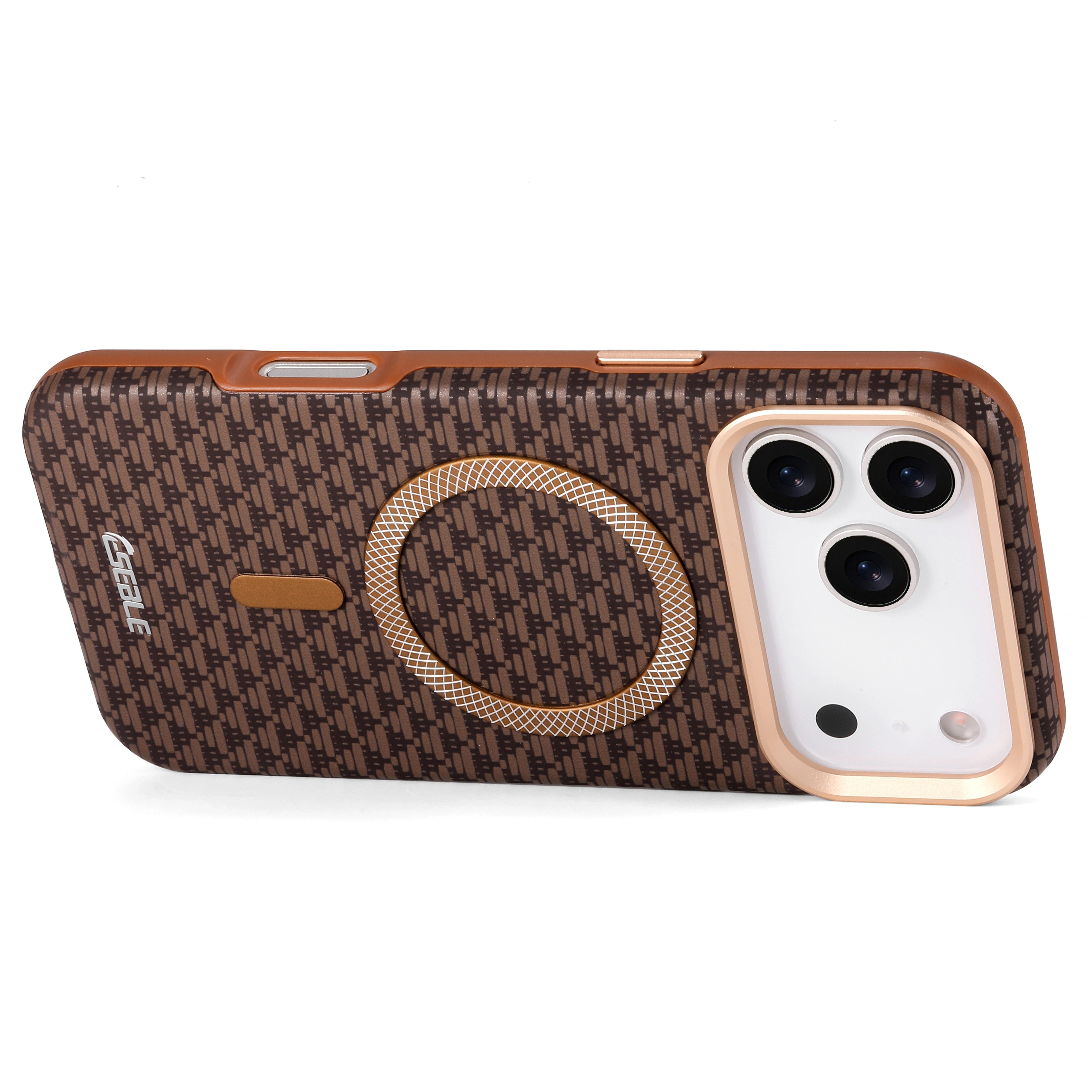 Premium Magnetic Leather iPhone Case MagSafe Compatible Shockproof Fiber Texture Cover with Anti-Fingerprint Grip & Wireless Charging Support