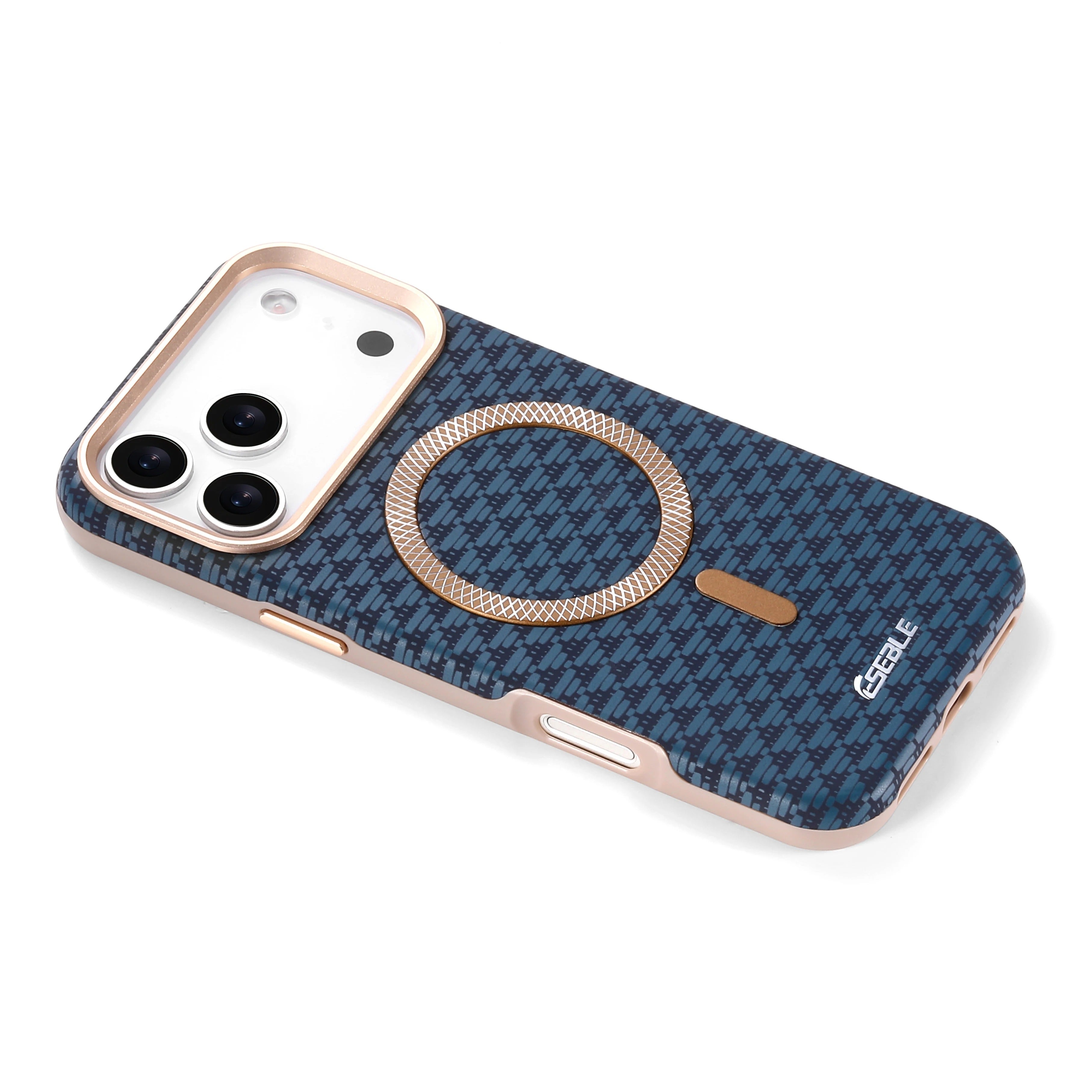 Premium Magnetic Leather iPhone Case MagSafe Compatible Shockproof Fiber Texture Cover with Anti-Fingerprint Grip & Wireless Charging Support