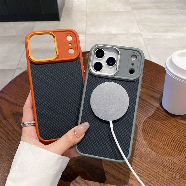 Premium iPhone Case — MagSafe Magnetic Shockproof Cover with Carbon Fibre Texture, Raised Camera Protection and Matte Anti-Fingerprint Grip