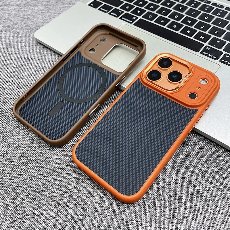 Premium iPhone Case — MagSafe Magnetic Shockproof Cover with Carbon Fibre Texture, Raised Camera Protection and Matte Anti-Fingerprint Grip