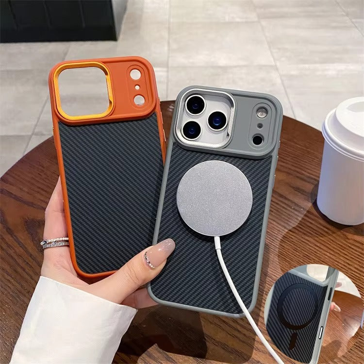 Premium iPhone Case — MagSafe Magnetic Shockproof Cover with Carbon Fibre Texture, Raised Camera Protection and Matte Anti-Fingerprint Grip
