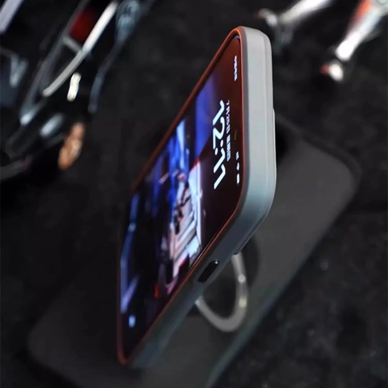 Premium iPhone Case — MagSafe Magnetic Armor Cover with Desert Titanium Metal Frame, Carbon Fiber Texture, Anti-Scratch Holder and Wireless-Charging Support