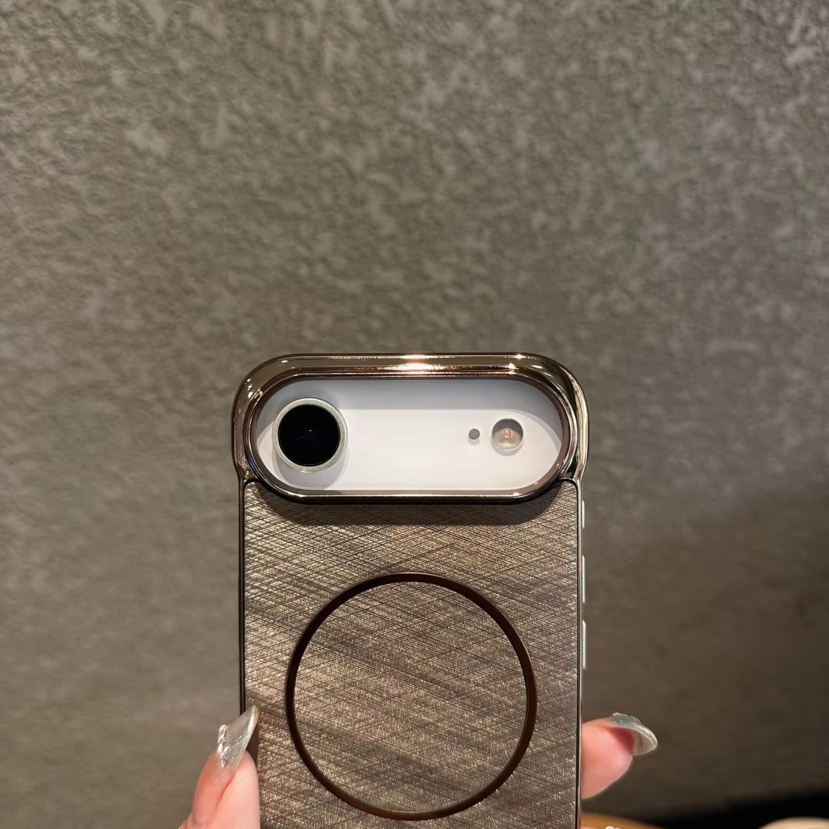 Premium Magnetic iPhone Case MagSafe Compatible Shockproof Borderless Electroplated Cooling PC Cover with Gold-Wire Design & Wireless Charging Compatibility