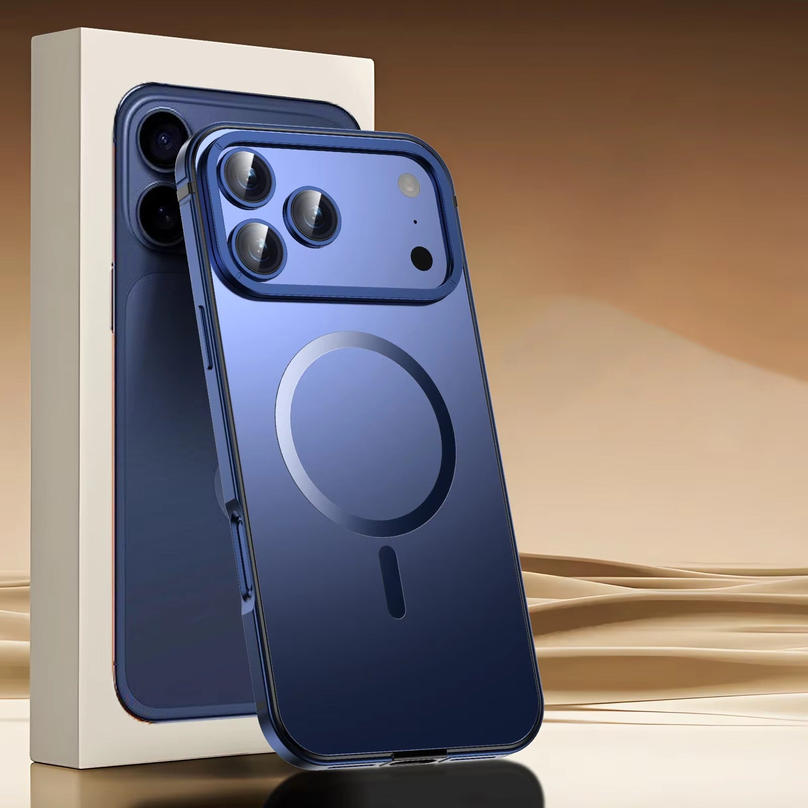 Premium iPhone Case — Orange Aluminum Alloy MagSafe Compatible Hard Shockproof Matte Cover with Magnetic Glass Protection, Anti-Scratch, Lightweight Design