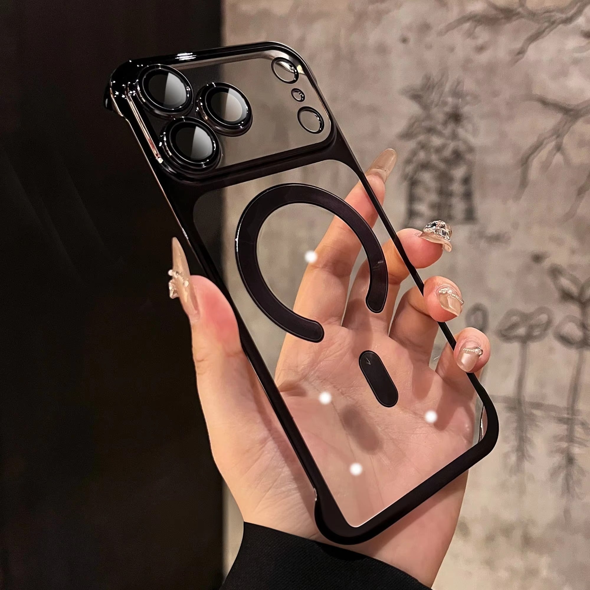 Premium iPhone Case — Plating Frameless Slim Transparent PC Cover for MagSafe with Borderless Design, Camera Protection, Anti-Fingerprint, Anti-Scratch, Dustproof