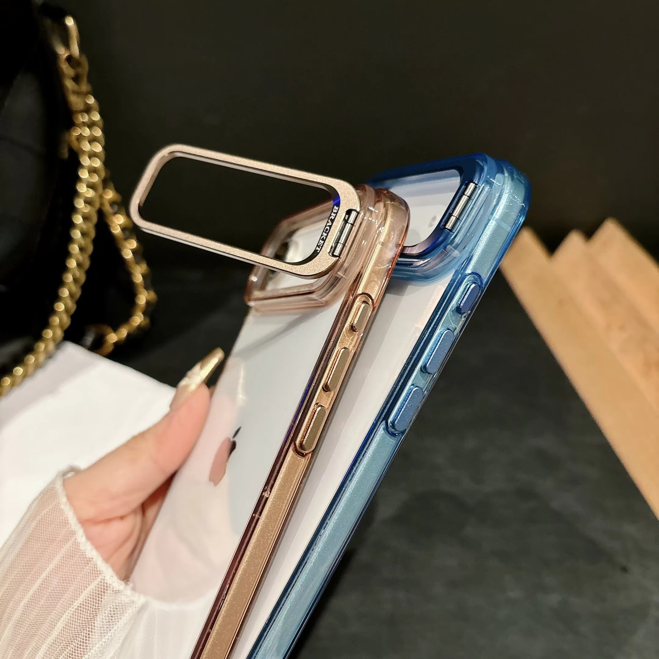 Premium Shockproof Clear iPhone Case MagSafe Compatible — Crystal Transparent Hard PC Bumper with Camera Lens Stand Armor Protection